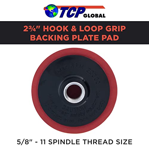 TCP Global 2-3/4" Hook & Loop Grip Backing Plate Pad, 5/8" - 11 Threads - Attach 3" Wool or Foam Buffing and Polishing Pads - Universal Rotary Polisher Backup Pad - Automotive, Polish, Car Detailing