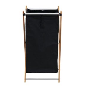 Household Essentials 6540-1 Collapsible Bamboo X-Frame Laundry Hamper | Bamboo Frame with Black Canvas Bag, Brown