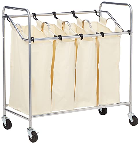 Household Essentials Four Bag Laundry Sorter, Chrome Finish