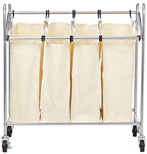 Household Essentials Four Bag Laundry Sorter, Chrome Finish