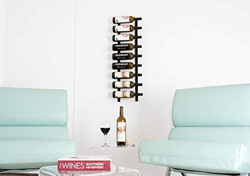 VintageView W Series (3 Ft) - 9 Bottle Wall Mounted Wine Rack (Satin Black) Stylish Modern Wine Storage with Label Forward Design