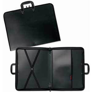 prat start 1 portfolio, lightweight cover with inside pockets and straps for organization, handle for transport, 36 x 24 x 1 inches, black (s1-1361)