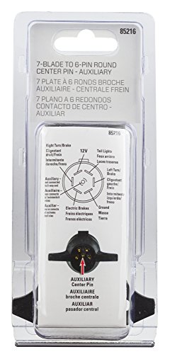 Reese Towpower 85216 7-Way Blade to 6-Pin Center Pin Auxiliary Adapter , Black