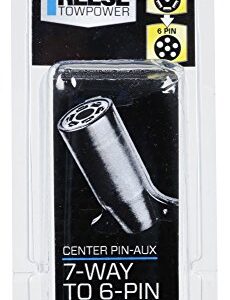 Reese Towpower 85216 7-Way Blade to 6-Pin Center Pin Auxiliary Adapter , Black