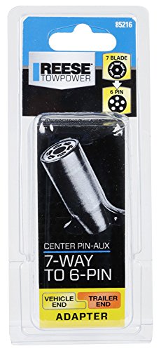 Reese Towpower 85216 7-Way Blade to 6-Pin Center Pin Auxiliary Adapter , Black