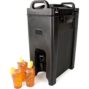 cfs cateraide insulated beverage server with spigot for dispensing hot and cold drink beverages, plastic, 5 gallons, black