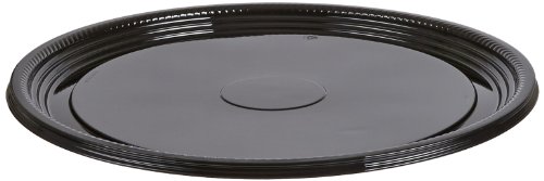 CaterLine Casuals Plastic Platter Round Tray, 16-Inch, Black (25-Count)