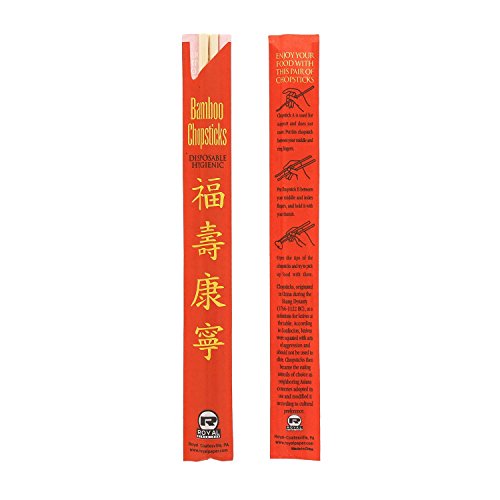 Royal Premium Disposable Bamboo Chopsticks, 9" Sleeved and Separated, UV Treated, Bag of 100