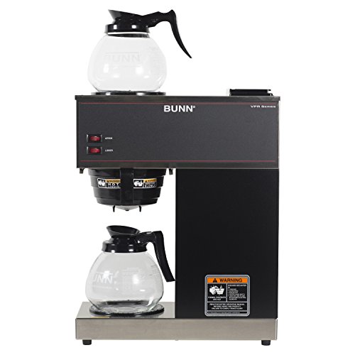 BUNN 33200.0015 VPR-2GD 12-Cup Pourover Commercial Coffee Brewer with Upper and Lower Warmers and Two Glass Decanters, Black, Stainless, Standard