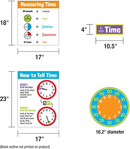 Carson Dellosa – All About Time Bulletin Board Set, Classroom Décor, 23 Pieces