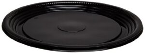 caterline casuals plastic platter round tray, 12-inch, black, (25-count)