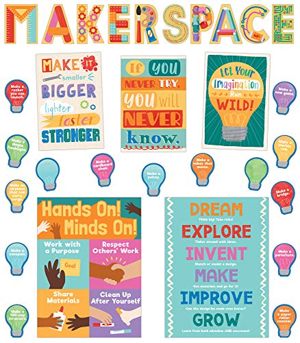 Carson Dellosa – Makerspace Bulletin Board Set, Classroom Décor, 33 Pieces