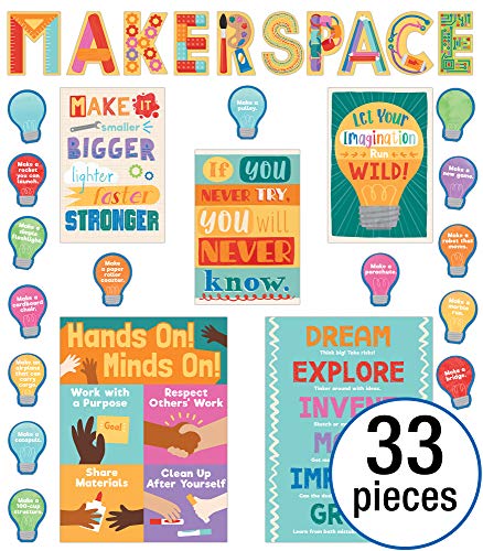 Carson Dellosa – Makerspace Bulletin Board Set, Classroom Décor, 33 Pieces