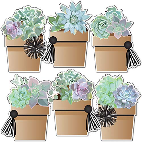 Schoolgirl Style Simply Stylish 36 Piece Potted Succulents Bulletin Board Cutouts, Succulent Plant Bulletin Board Decorations, Simply Greenery Classroom Décor