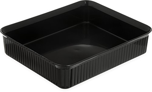 CFS Deliware Rectangular Deli Crock, Serving Food Pan for Restaurant, Polypropylene, 10 lb. Capacity, 10 lb., 3" H x 10.25" W x 12.43" L, Black (Pack of 6)