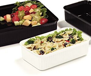 CFS Deliware Rectangular Deli Crock, Serving Food Pan for Restaurant, Polypropylene, 10 lb. Capacity, 10 lb., 3" H x 10.25" W x 12.43" L, Black (Pack of 6)