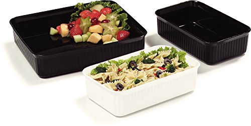 CFS Deliware Rectangular Deli Crock, Serving Food Pan for Restaurant, Polypropylene, 10 lb. Capacity, 10 lb., 3" H x 10.25" W x 12.43" L, Black (Pack of 6)