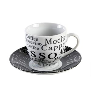 Gibson Home Expressions Espresso Saucer Set, 13PC Cups Stand, White/Black