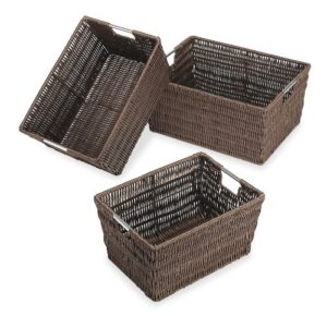 whitmor rattique java set of 3 pieces storage baskets -small (8.5″x11.4″x5.5″), medium (9.8″x13″x6″) and large (11.4″x14.6″x6.5″)