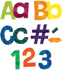 world of eric carle 4 in. colorful tissue bulletin board letters for classroom, alphabet letters, numbers, punctuation & symbols, colorful letters for bulletin board (219 pcs.)