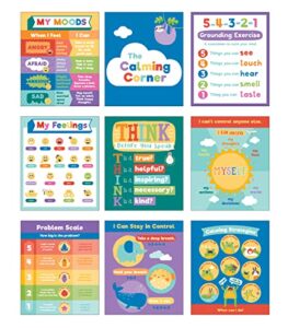 carson dellosa calming strategies bulletin board set—calming strategies and mood charts for social emotional learning, homeschool or classroom decor (7 pc)