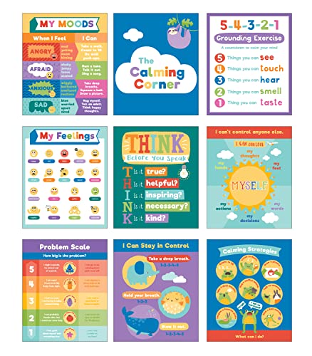 Carson Dellosa Calming Strategies Bulletin Board Set—Calming Strategies and Mood Charts for Social Emotional Learning, Homeschool or Classroom Decor (7 pc)