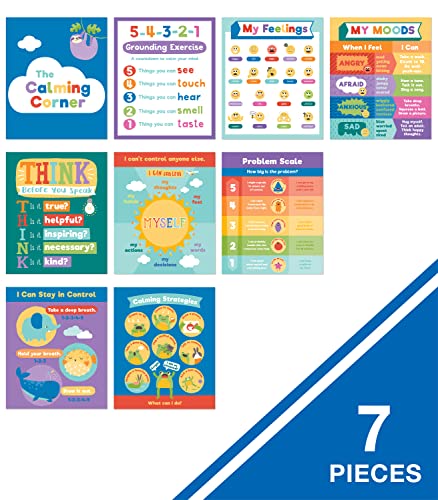 Carson Dellosa Calming Strategies Bulletin Board Set—Calming Strategies and Mood Charts for Social Emotional Learning, Homeschool or Classroom Decor (7 pc)