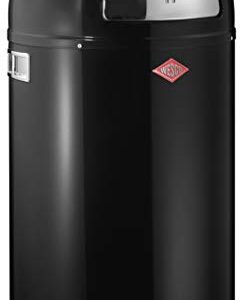 Wesco Pushboy - German Made - Push Door Trash Can, Powder Coated Steel, 13.2 Gallon / 50L , Black