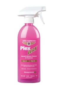 aero cosmetics plex wax aircraft window and instrument cleaner, works on plastic and heated glass