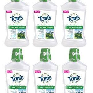 Tom's of Maine Long Lasting Wicked Fresh Cool Mountain Mint Mouth Wash, 16 Ounce Bottles, Pack of 6