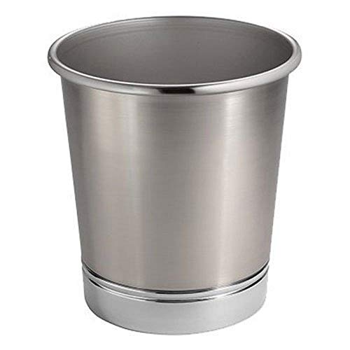 iDesign York Metal Wastebasket, Trash Can for Bathroom, Kitchen, Office, Bedroom, 9.5" x 9.5" x 10.25" - Brushed Nickel and Chrome