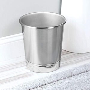 iDesign York Metal Wastebasket, Trash Can for Bathroom, Kitchen, Office, Bedroom, 9.5" x 9.5" x 10.25" - Brushed Nickel and Chrome