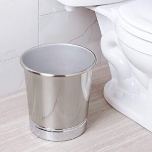iDesign York Metal Wastebasket, Trash Can for Bathroom, Kitchen, Office, Bedroom, 9.5" x 9.5" x 10.25" - Brushed Nickel and Chrome