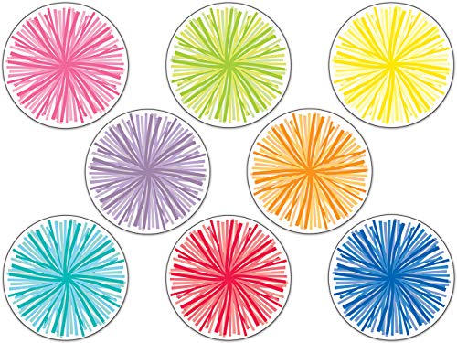 Schoolgirl Style Hello Sunshine 36 Piece Colorful Poms Bulletin Board Cutouts, Pom Bulletin Board and White Board Decorations, Classroom Cutouts for Classroom Décor