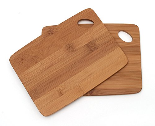 Lipper International Bamboo Wood Thin Kitchen Cutting Boards with Oval Hole in Corner, Set of 2 Boards, 6" x 8"
