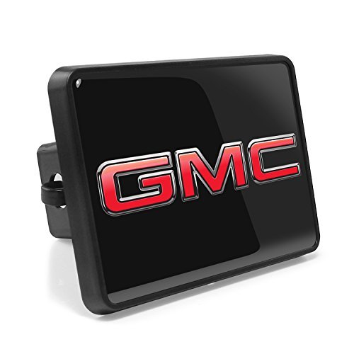 iPick Image, Compatible with - GMC Red Logo UV Graphic Black Metal Face-Plate on ABS Plastic 2 inch Tow Hitch Cover