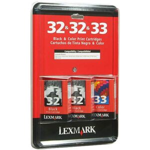 lexmark ink cartridges value pack – 2 black & 1 color (32 & 32 & 33) – for printers: p6350, x5450, x5470, x7170, x7310, x7350, x8310, x8350, p910 series, p4300 series, p6200 series, p3300 series, x5200 series, z810 series