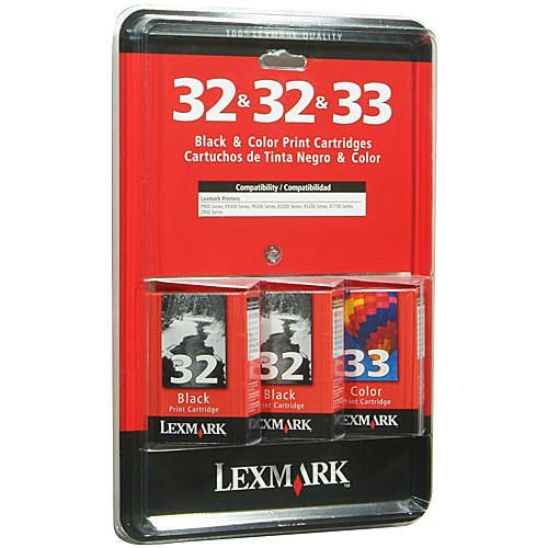 Lexmark Ink Cartridges Value Pack - 2 Black & 1 Color (32 & 32 & 33) - For Printers: P6350, X5450, X5470, X7170, X7310, X7350, X8310, X8350, P910 Series, P4300 Series, P6200 Series, P3300 Series, X5200 Series, Z810 Series