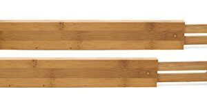 Lipper International 8896 Bamboo Wood Custom Fit Adjustable Kitchen Drawer Dividers, Set of 2