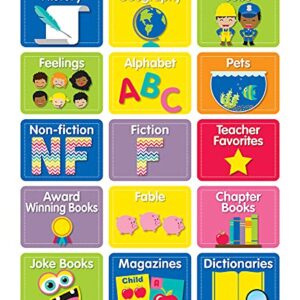 Schoolgirl Style - Just Teach | Library Labels Colorful Cut-Outs, Classroom Décor, 45 Pieces