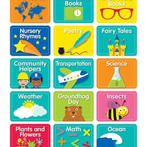 Schoolgirl Style - Just Teach | Library Labels Colorful Cut-Outs, Classroom Décor, 45 Pieces