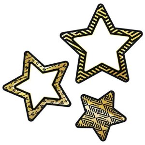 carson dellosa stars cutouts, 36 black & gold star cutouts for bulletin board and classroom décor, space décor and galaxy décor classroom cut-outs, black and gold star décor