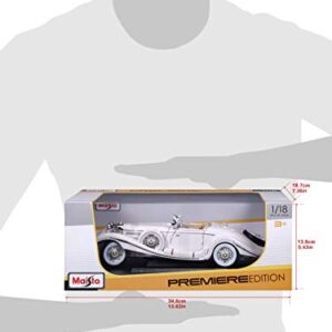 Maisto 1:18 Scale 1936 M-B 500 K Type Specialroadster Diecast Vehicle , White