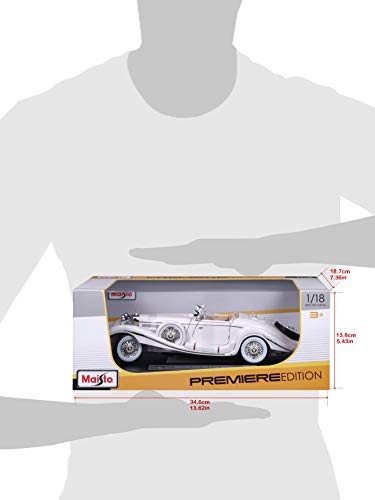 Maisto 1:18 Scale 1936 M-B 500 K Type Specialroadster Diecast Vehicle , White