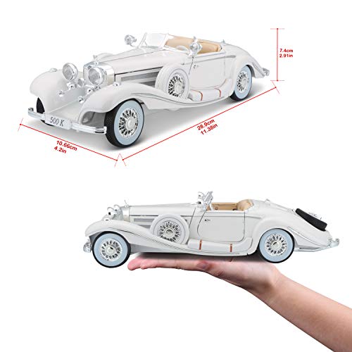 Maisto 1:18 Scale 1936 M-B 500 K Type Specialroadster Diecast Vehicle , White