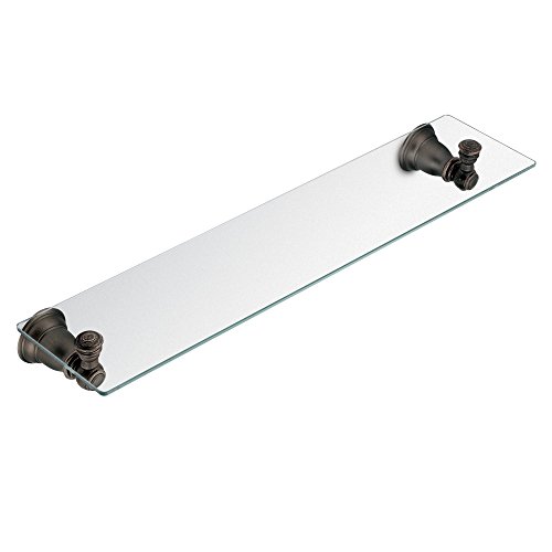 Moen YB5490ORB Kingsley 20-Inch W x 5-Inch D Decorative Bathroom Vanity Glass Shelf,, Oil Rubbed Bronze