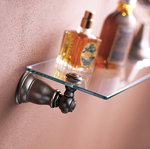 Moen YB5490ORB Kingsley 20-Inch W x 5-Inch D Decorative Bathroom Vanity Glass Shelf,, Oil Rubbed Bronze