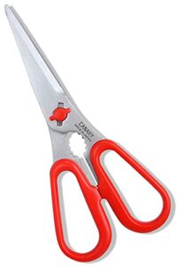 canary japanese kitchen scissors lightweight, made in japan, dishwasher safe come apart blade, easy clean kitchen shears with removable blades, rust resistant japanese stainless steel, red