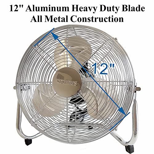 Optimus F-4122 F-4122 3-Speed 40-Watt 12-In. Industrial-Grade High-Velocity Floor Fan