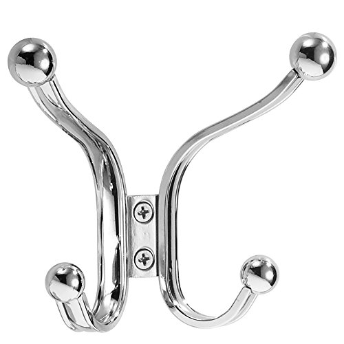 InterDesign York Lyra Over Door Organizer Hooks for Coats, Hats, Robes, Clothes or Towels – 2 Dual Hooks, Chrome